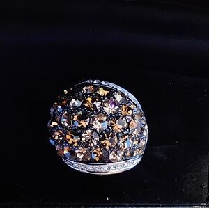 Elegant Silver,Brown &  Gold Crystal Park Lane Truffle Ring